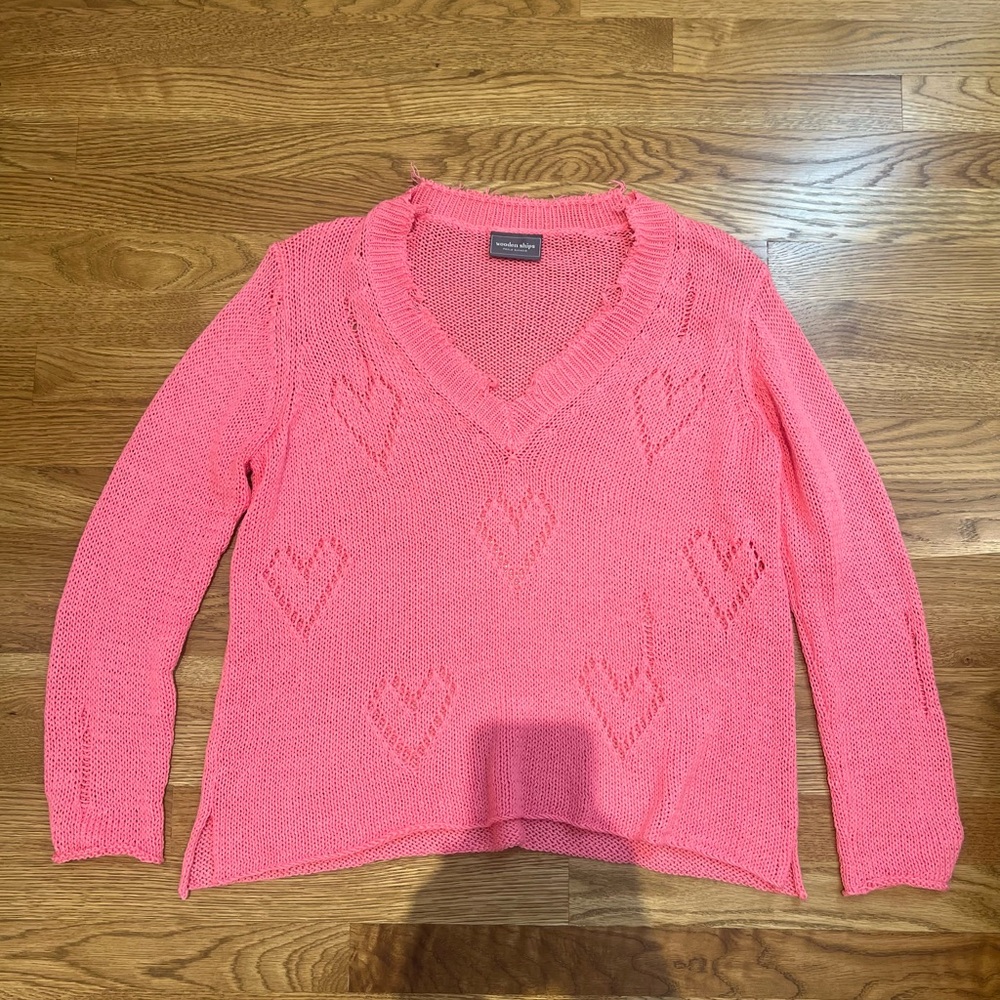 Wooden ships pink heart sweater